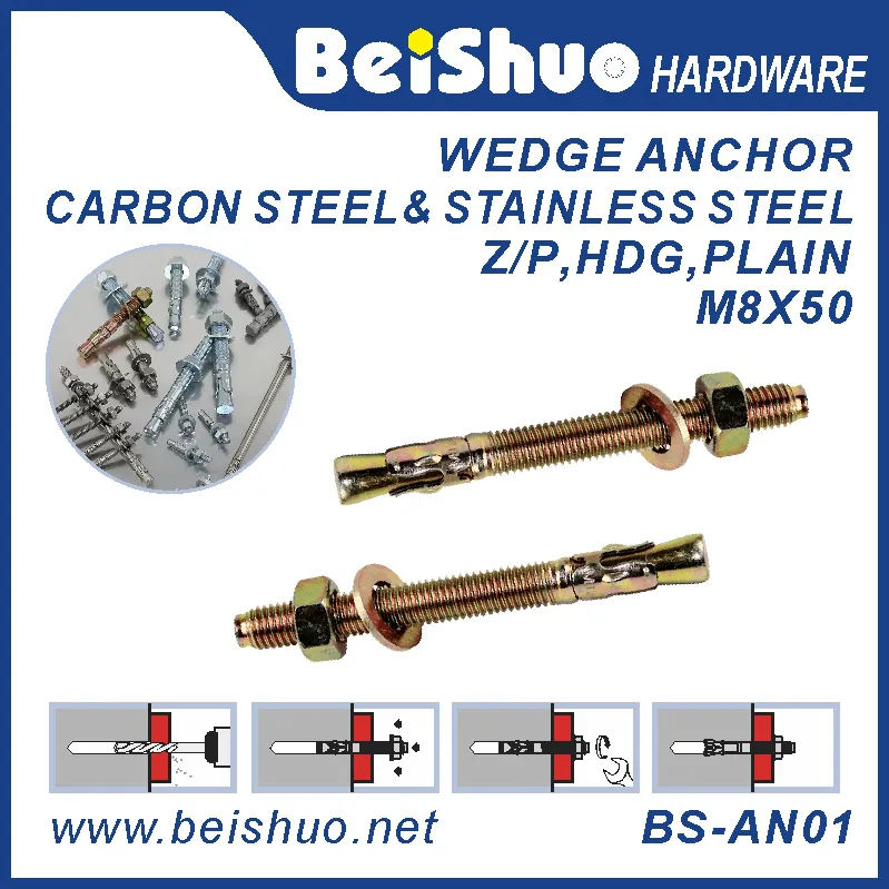 BS-AN01-G M8 custom Carbon steel wedge anchor