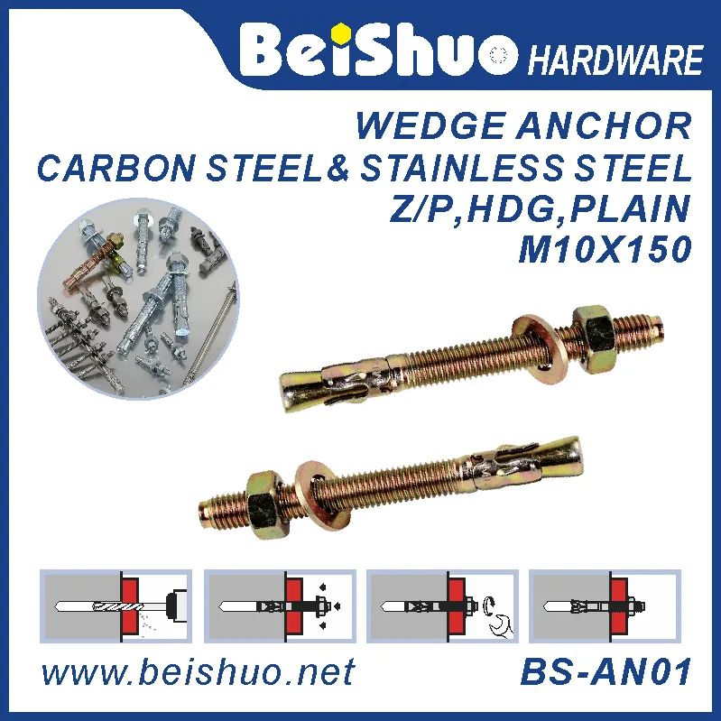 BS-AN01-G M10 Custom Carbon steel Bearing wedge anchor