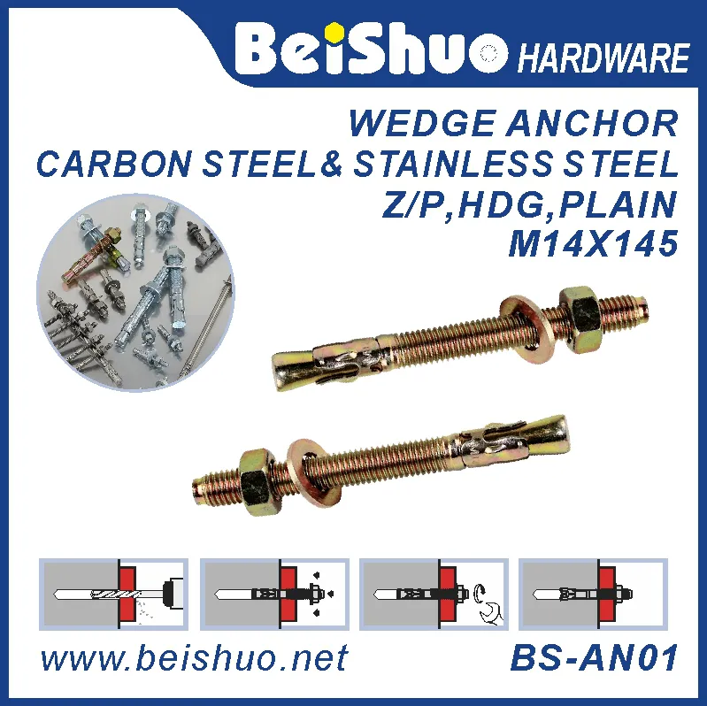 BS-AN01-G M14 Customsize Carbon steel Bearing wedge anchor