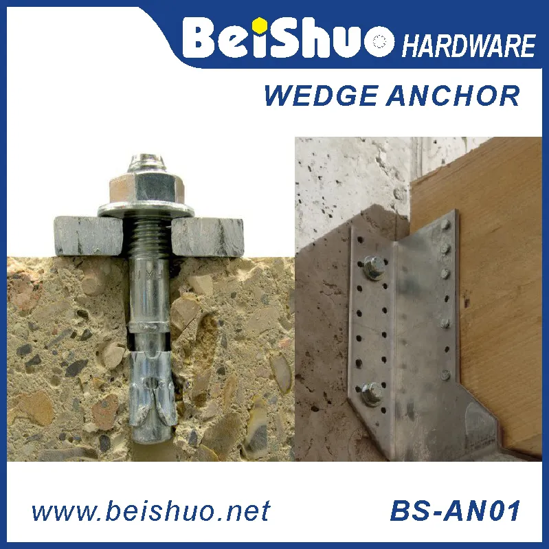 BS-AN01-E M8 Carbon steel Z/P,HDG plain provides strong  wedge anchor