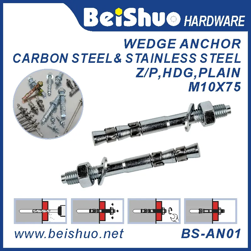 BS-AN01 H M10 Carbon steel plain provides strong wedge anchor