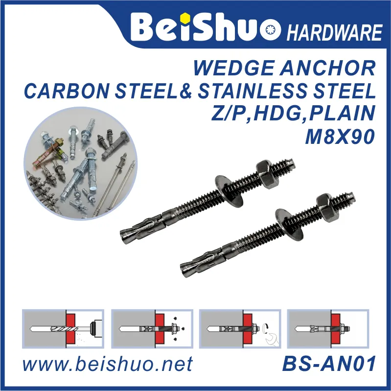 BS-AN01-J M8 Carbon steel Z/P,HDG,Plain wedge anchor