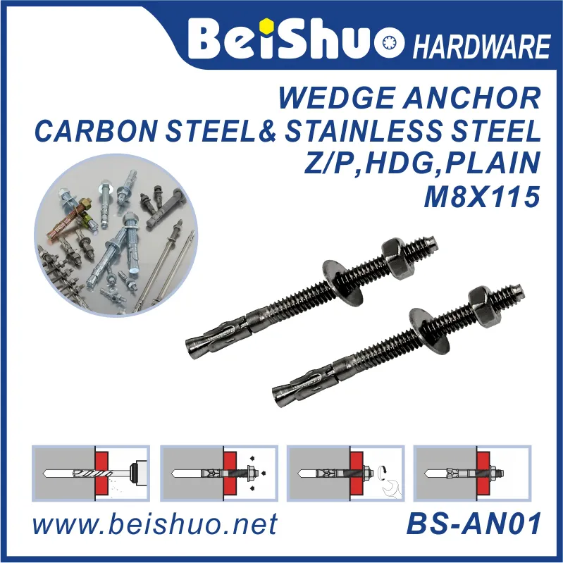 BS-AN01-J M8 Carbon steel Z/P,HDG,Plain wedge anchor