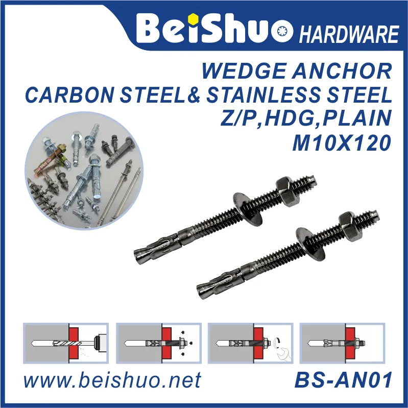 BS-AN01-J M10 Carbon steel Z/P,HDG,Plain wedge anchor