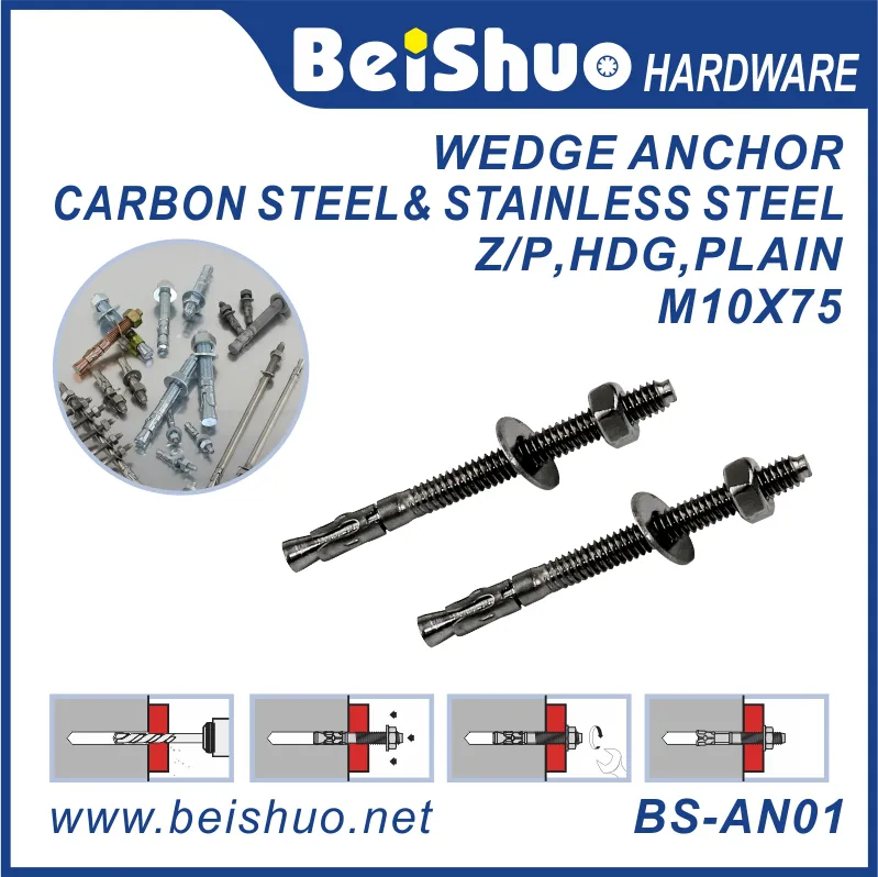 BS-AN01-J M10 Carbon steel Z/P,HDG,Plain wedge anchor