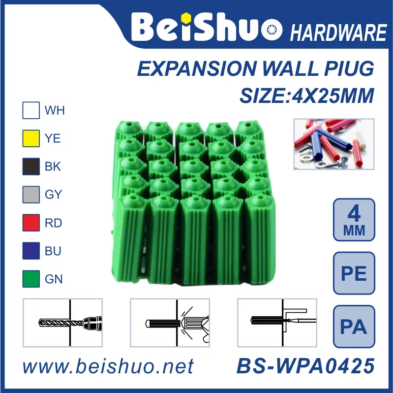 BS-WPA0425 Plastic Anchor 4*25mm PE/PA Expansion Wall Plugs