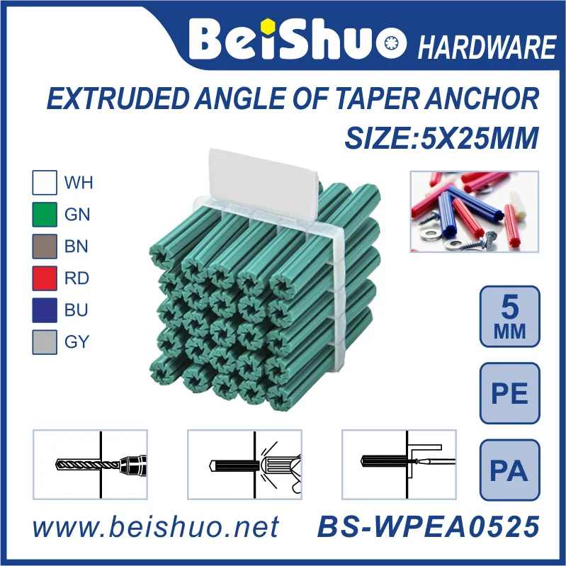 BS-WPEA0525 Custiomized Size Plastic Extruded Angle Taper Anchor