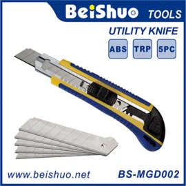 BS-MGD002 18MM Aluminum Utility Knife With 5Pcs Blades Hand Tool
