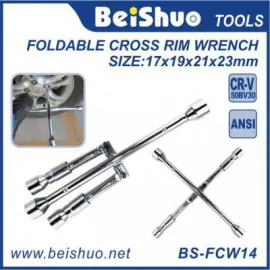 BS-FCW14 Gorilla Automotive Fold Down 4 Way Lug Cross Rim Wrench