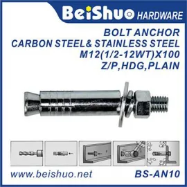BS-AN10 M12 carbon steel bolt anchor with elevator heavy anchor