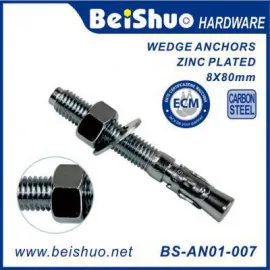 BS-AN01-007 M8X80 Made in China Carbon Steel Zinc Plated Expansion Concrete Wedge Anchor Bolts