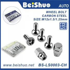 BS-LS0003-CH Chrome Round Four Flower Car Wheel Bolt Lock Wheel