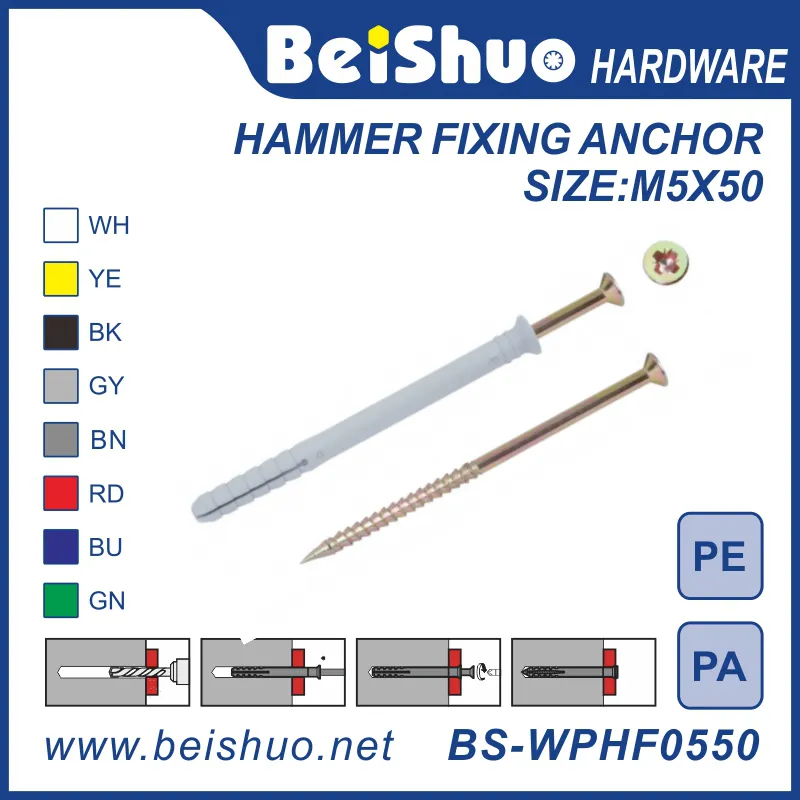 BS-WPHF0550 M5*50 nylon hammer fixing anchor