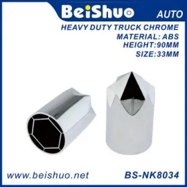 BS-NK8034 Chrome Plastic 33MM Push-on Standard Lug Nut Covers for Semi Truck