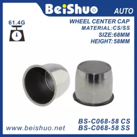 BS-C068-58 Closed-End Chrome Plated Silver Stainless Steel Push Through Wheel Center Caps