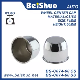 BS-C074-60 Chrome Silver Push-Thru Wheel Center Hub Cap