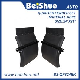 BS-QFS24BK Black POLY Plastic Quarter Fender Set 24 x 24 Semi Truck Polymer