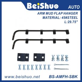 BS-AMFH-SBK Black Straight Mud Flap Hanger 30" Heavy Duty Steel Set Semi Truck