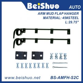 BS-AMF-S2C Black Straight 0.64" Square Spring Steel Arm Mud Flap Hanger - 2 Coil