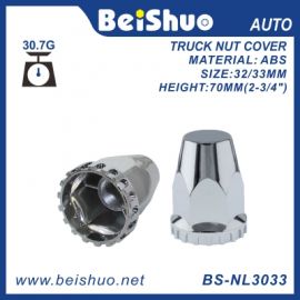BS-NL3033 33mm Truck Chrome ABS Threaded Lug Nut Covers