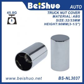 BS-NL3037 33mm x 3-1/2" Chrome Plastic Cylinder Thread-On Nut Cover for Truck Semi