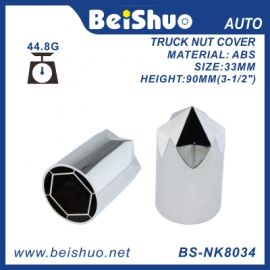 BS-NK8034 Chrome Plastic 33MM Push-on Standard Lug Nut Covers for Semi Truck