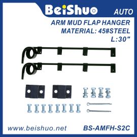 BS-AMFH-S2C Black Straight Steel Arm Mud Flap Hanger - 2 Coil