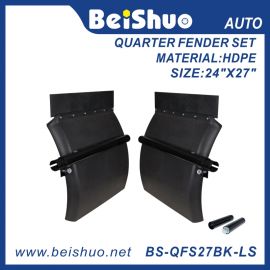 BS-QFS27BK-LS Black 24 x 27 POLY Plastic Quarter Fender Set with Single Bolt Mounting Bracket