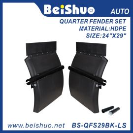 BS-QFS29BK-LS Black 24 x 29 POLY Plastic Quarter Fender Set with Single Bolt Mounting Bracket